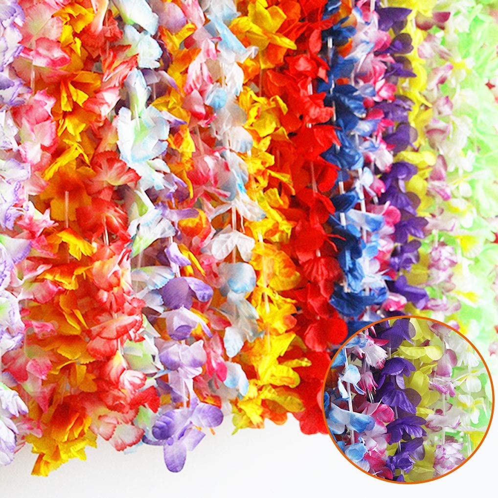 Yidaxing 50PCS Hawaiian Necklaces Leis Luau Flowers Tropical Garlands