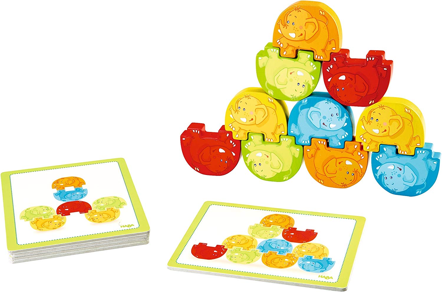 HABA 300145 Wooden Stacking Game Wigglefants, Ages 2 and Up (Made in Germany)