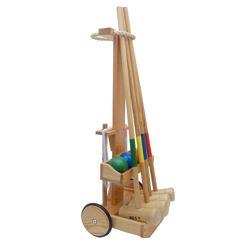 Croquet Trolley Hardhout - Made In India, Designed In England - Voor 6 Mallets