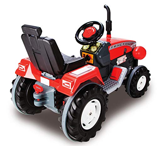 Jamara 460319 460319-Ride-on Tractor Drag 12V red-Powerful Battery