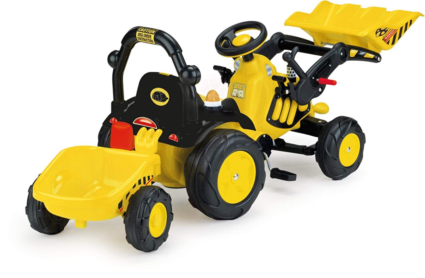 INJUSA 410 Pedal Tractor Track Excavator with Trailer and Front Shovel