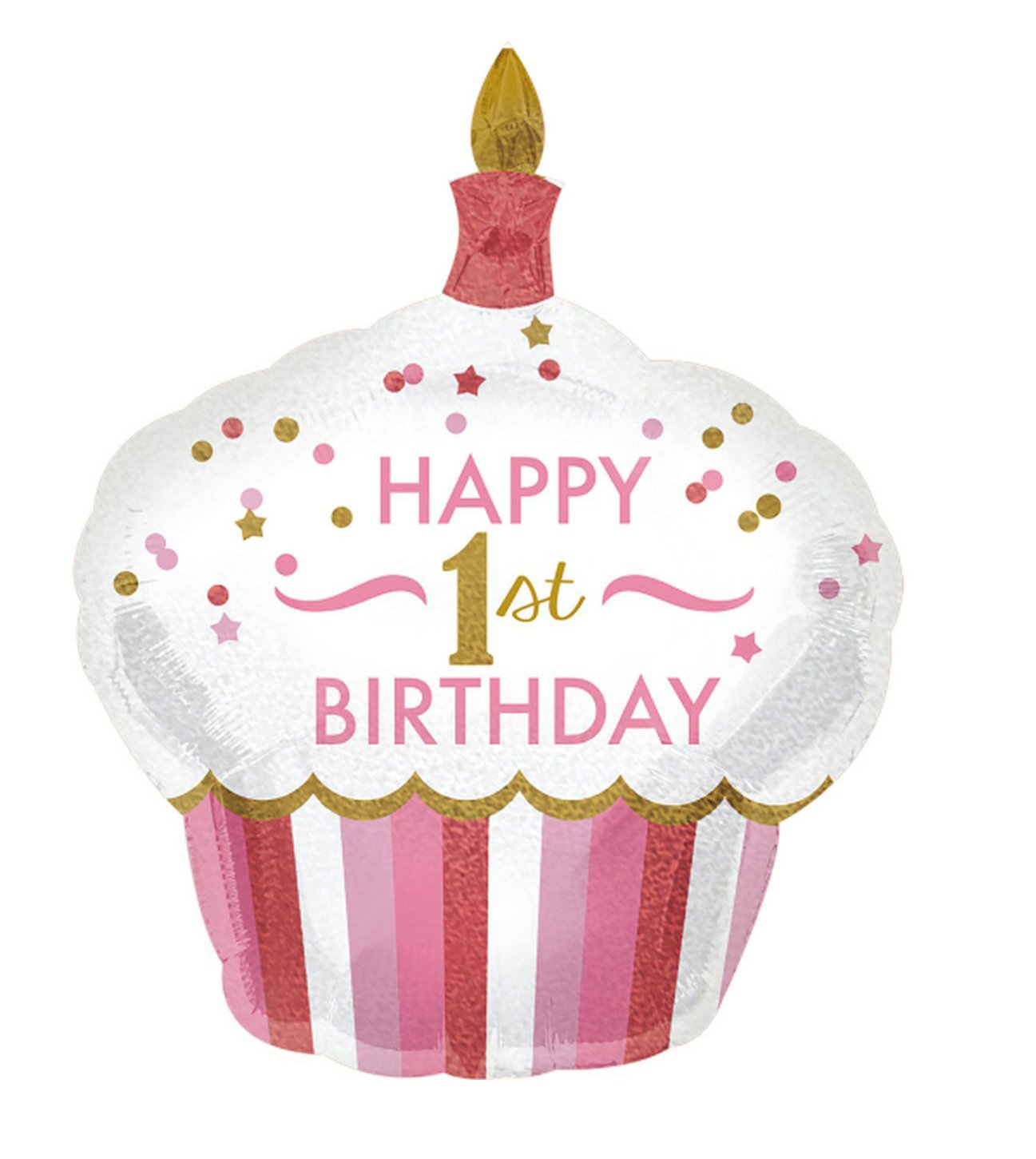 1st Birthday Girl Cupcake Foil Balloon - 1 Pc