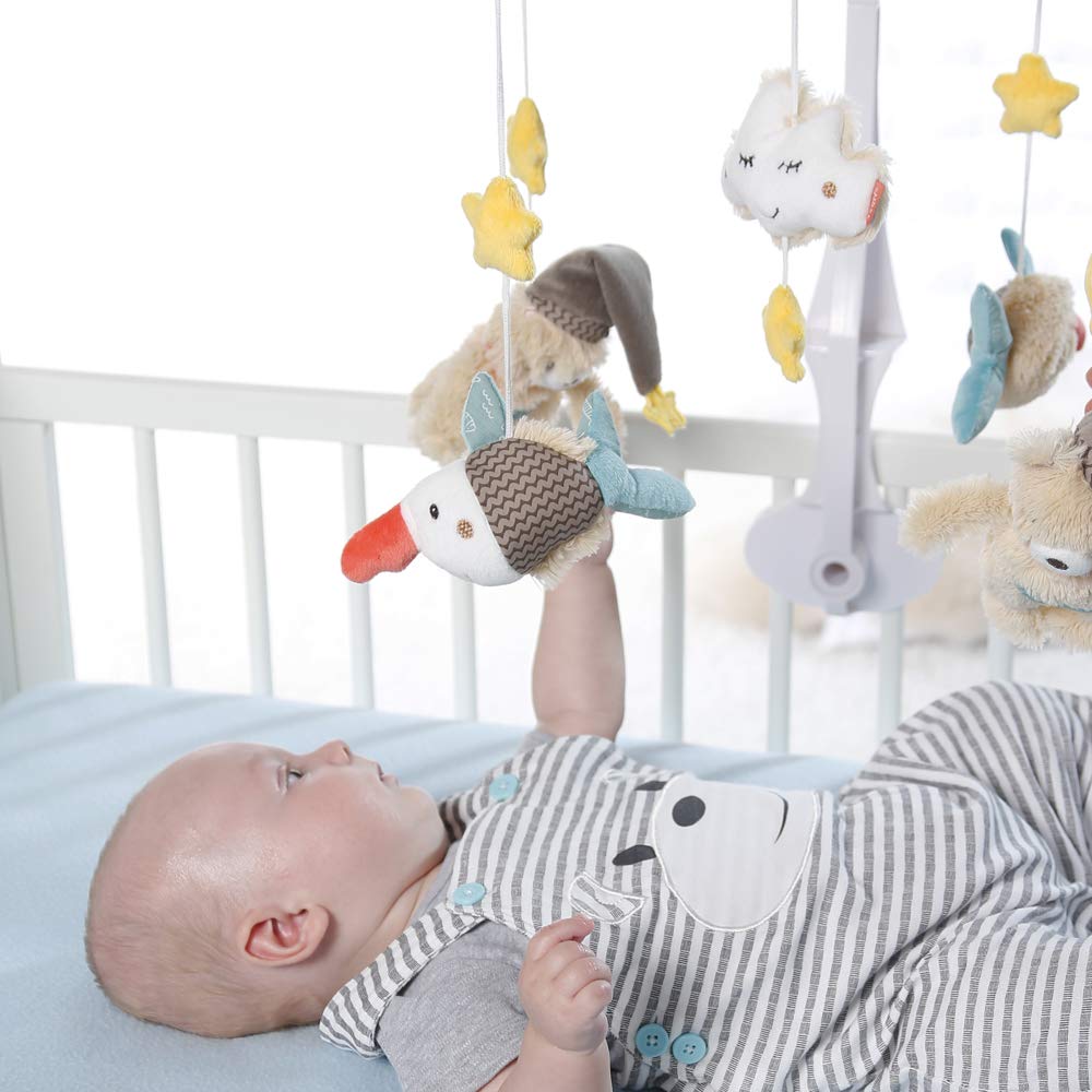 Mobile Musical Fehn Color Friends – Boîte à Musique 'Rêverie' De Schumann Avec Animaux Adorables Pour Bébé 0-5 Mois