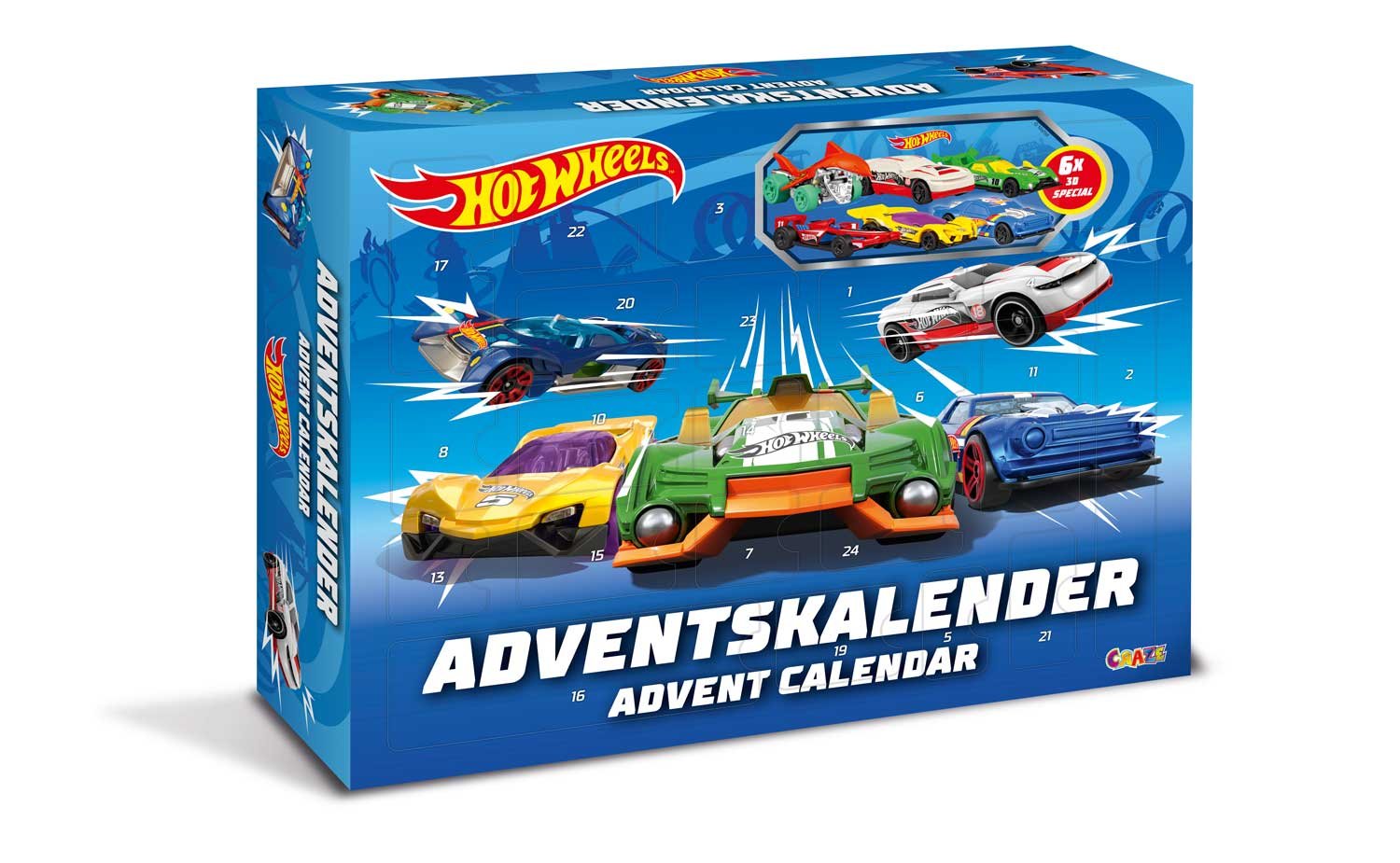 CRAZE 13908 – Hot Wheels Advent Calendar with Toys, Cars, Stickers – TopToy
