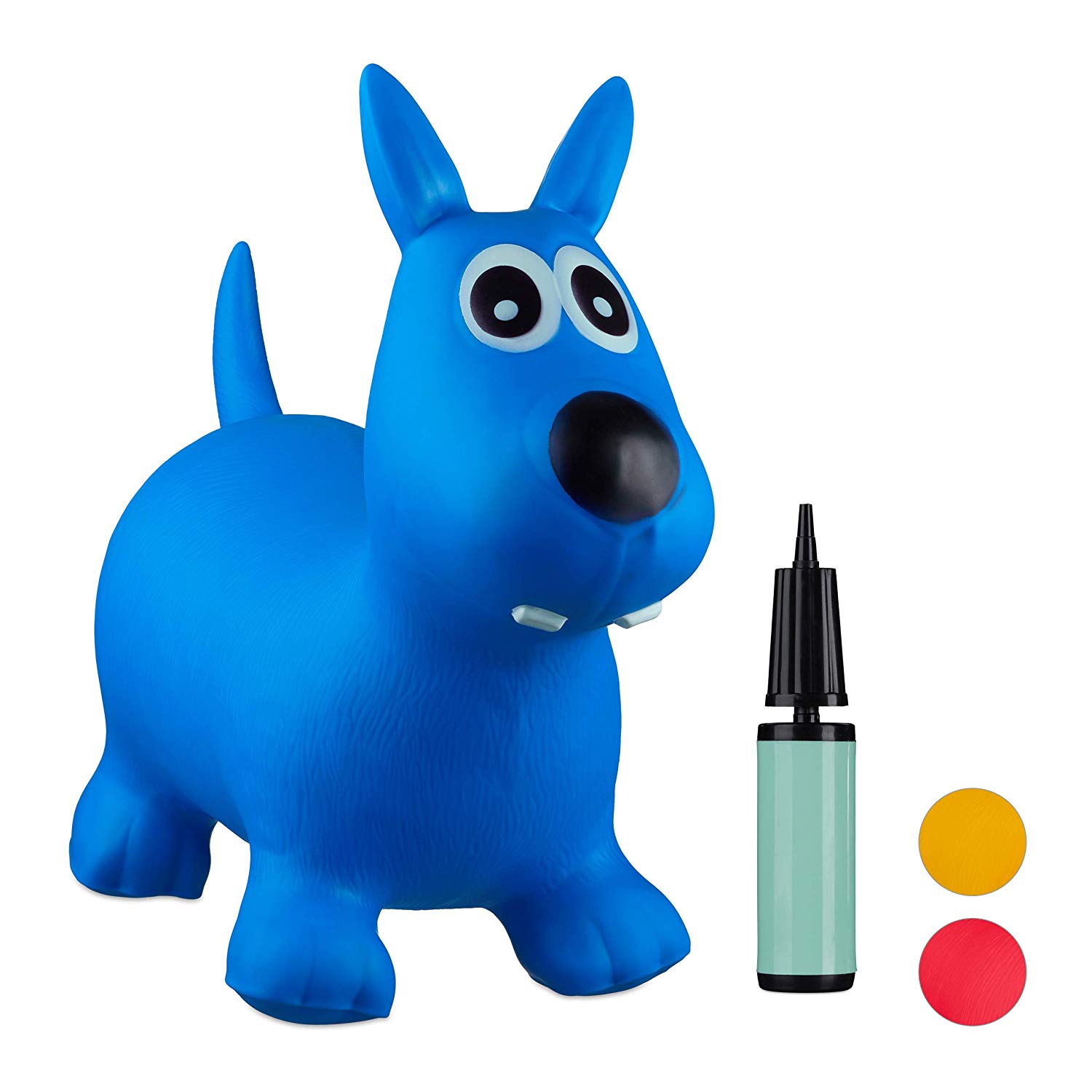Relaxdays 10030899_45 Bouncy Dog with Air Pump Bouncy Dog up to 80 kg Hopser BPA-Free for Children Bouncy Toy Blue