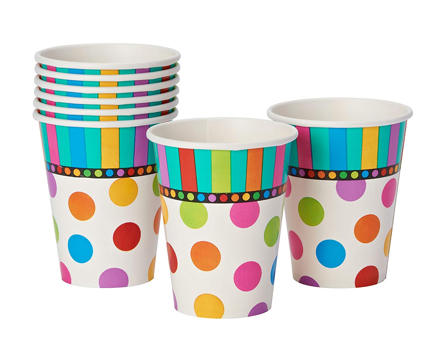Paper Cups 266 ml Cabana Dot Bicchieri Amscan 11258 Merchandising Amscan Pack of 8 