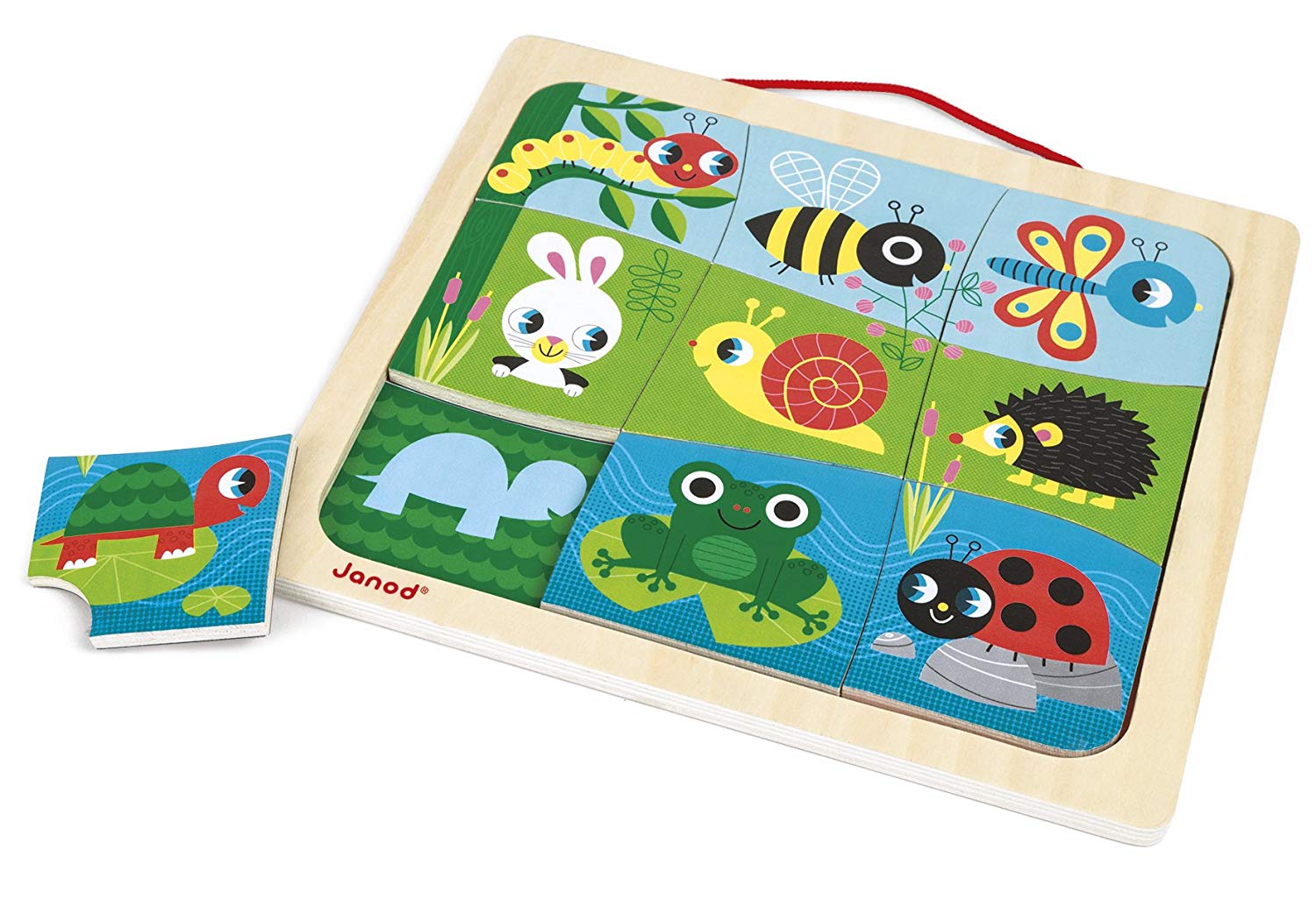 Janod J08182 Wooden Puzzle, Happy Garden, 9 Pieces TopToy