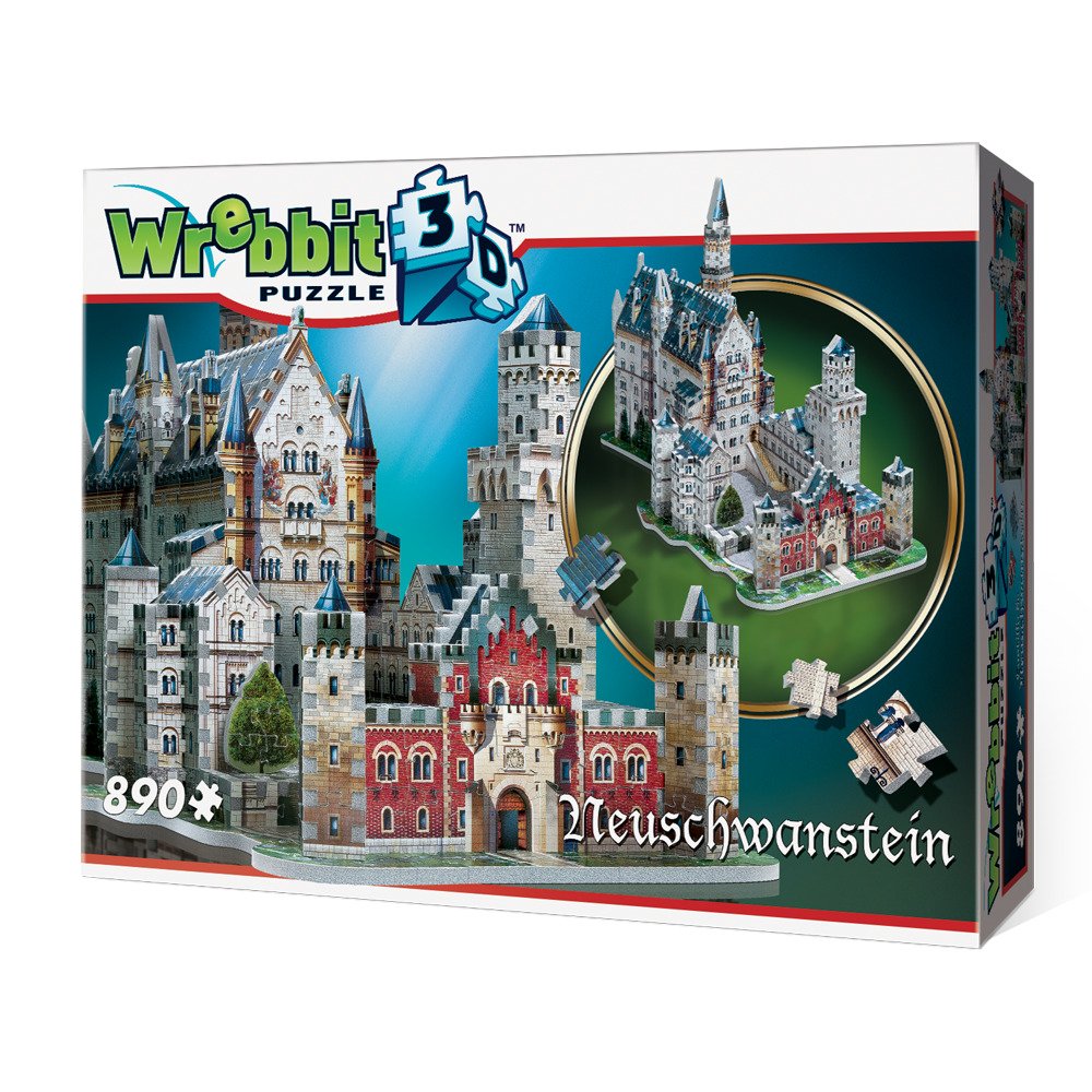 Wrebbit 3D Neuschwanstein Castle 3D Puzzle, Multicolor