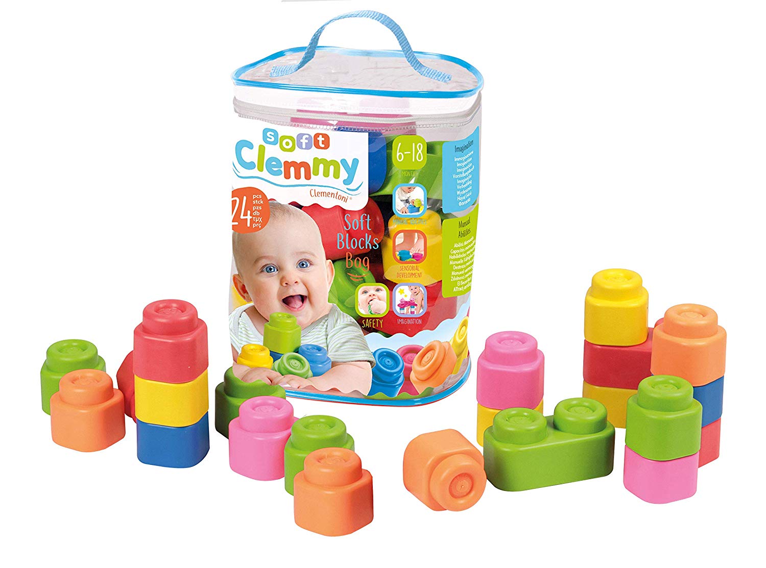 multicoloured New Clemmy Soft Blocks Pack of 24 