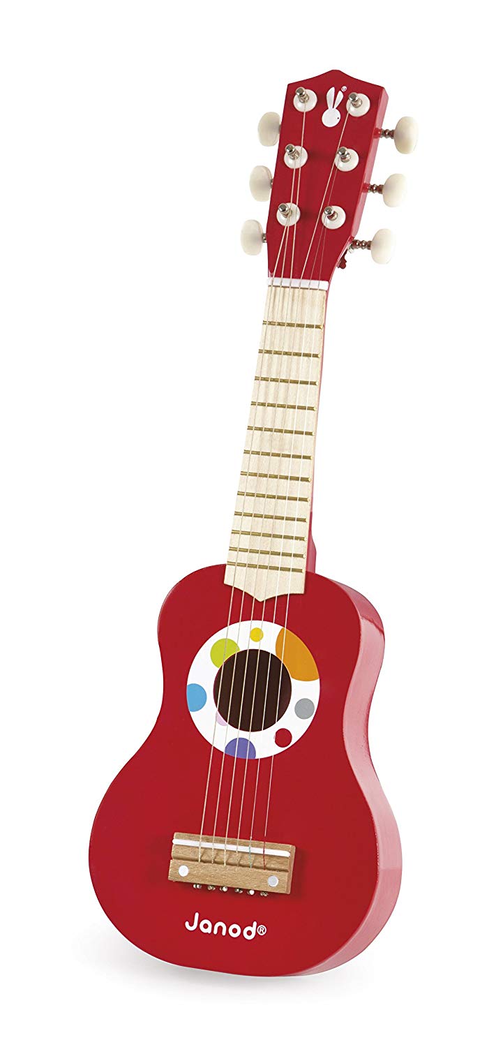 forkæle Converge Hick Janod – My First Confetti Wooden Guitar – Children's Musical Instrument –  Imitation and Musical Awakening Toy – from 3 Years Old, J07628 – TopToy