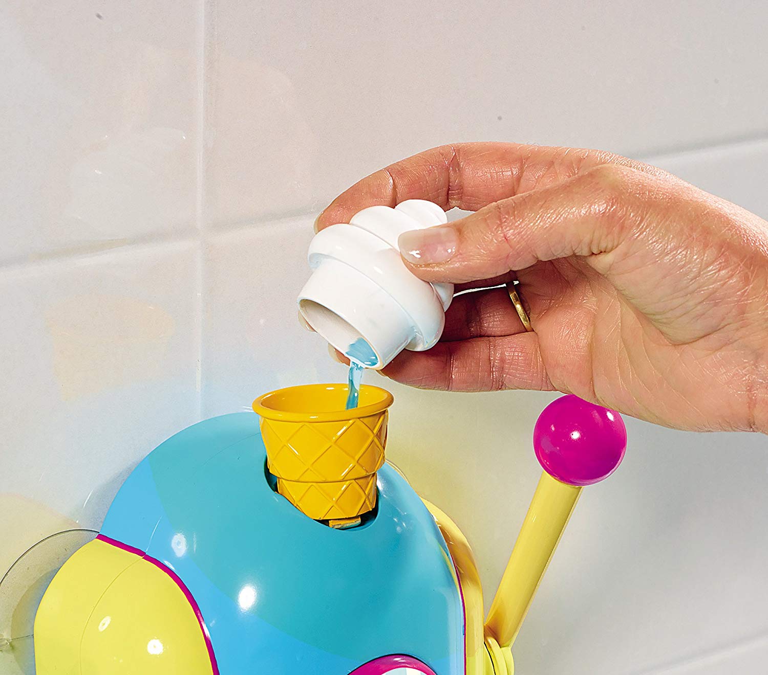 Toomies Tomy Foam Cone Factory Baby Bath ToyIce Cream Themed E72378, Multicolour, 21 x 10.5 x
