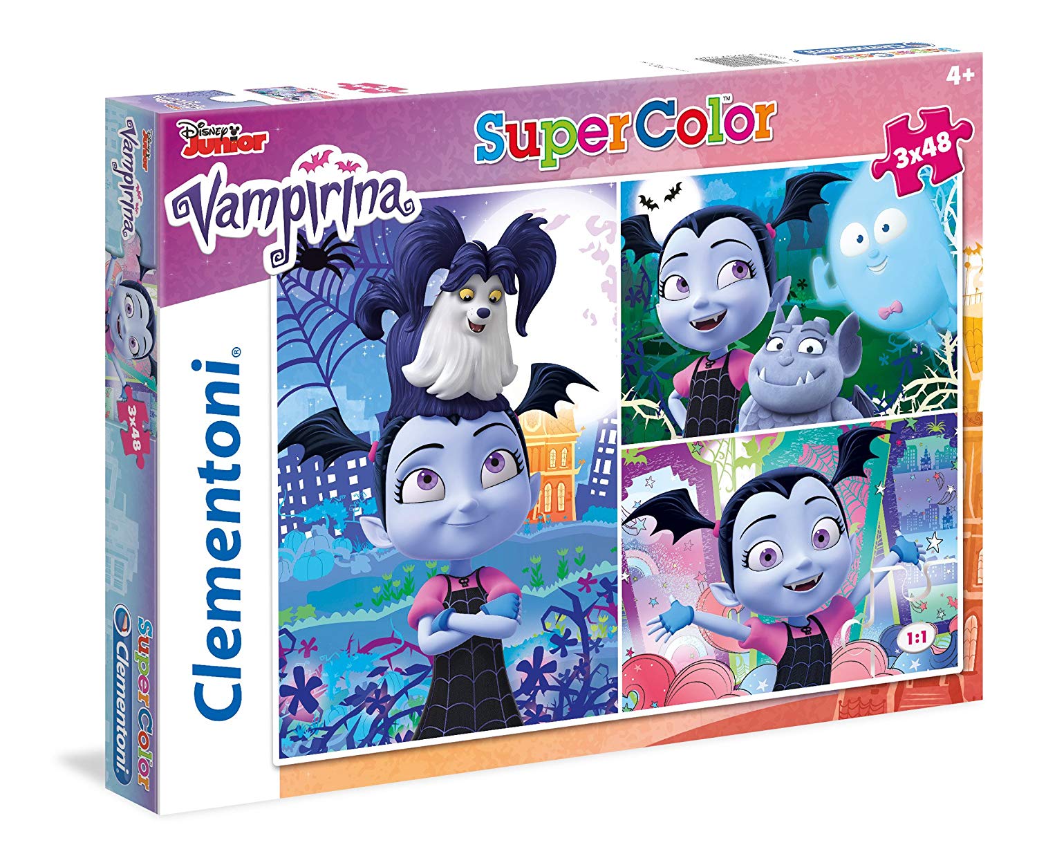 Clementoni 25229 25229-SuperColor Puzzle Vampirina-3 x 48 Pieces, Multicolored