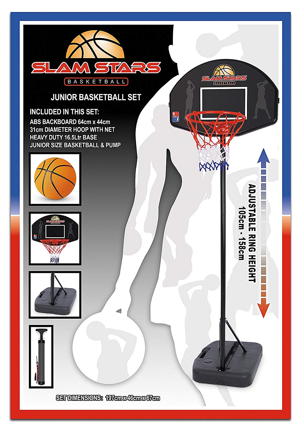 Slam Stars Junior Basketball Set Black, 105158 Cm TopToy