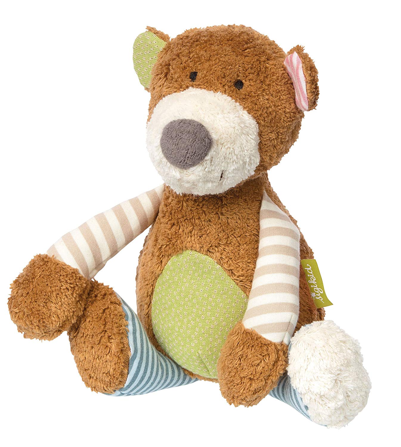 Sigikid Sigikid38768 Bear 'Patchwork', Green Soft Toy-30 x 14 x 12cms ...