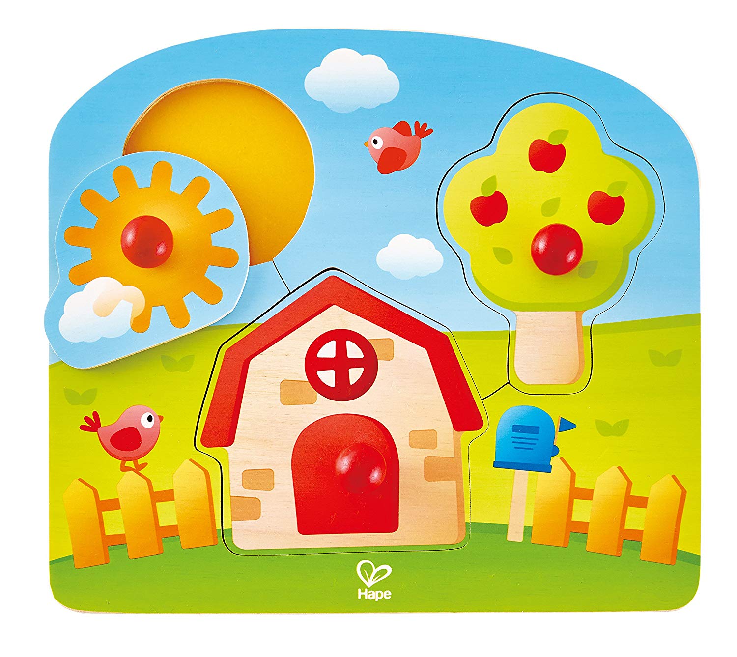Hape HAPE1311 Country Peg Puzzle, MultiColour TopToy