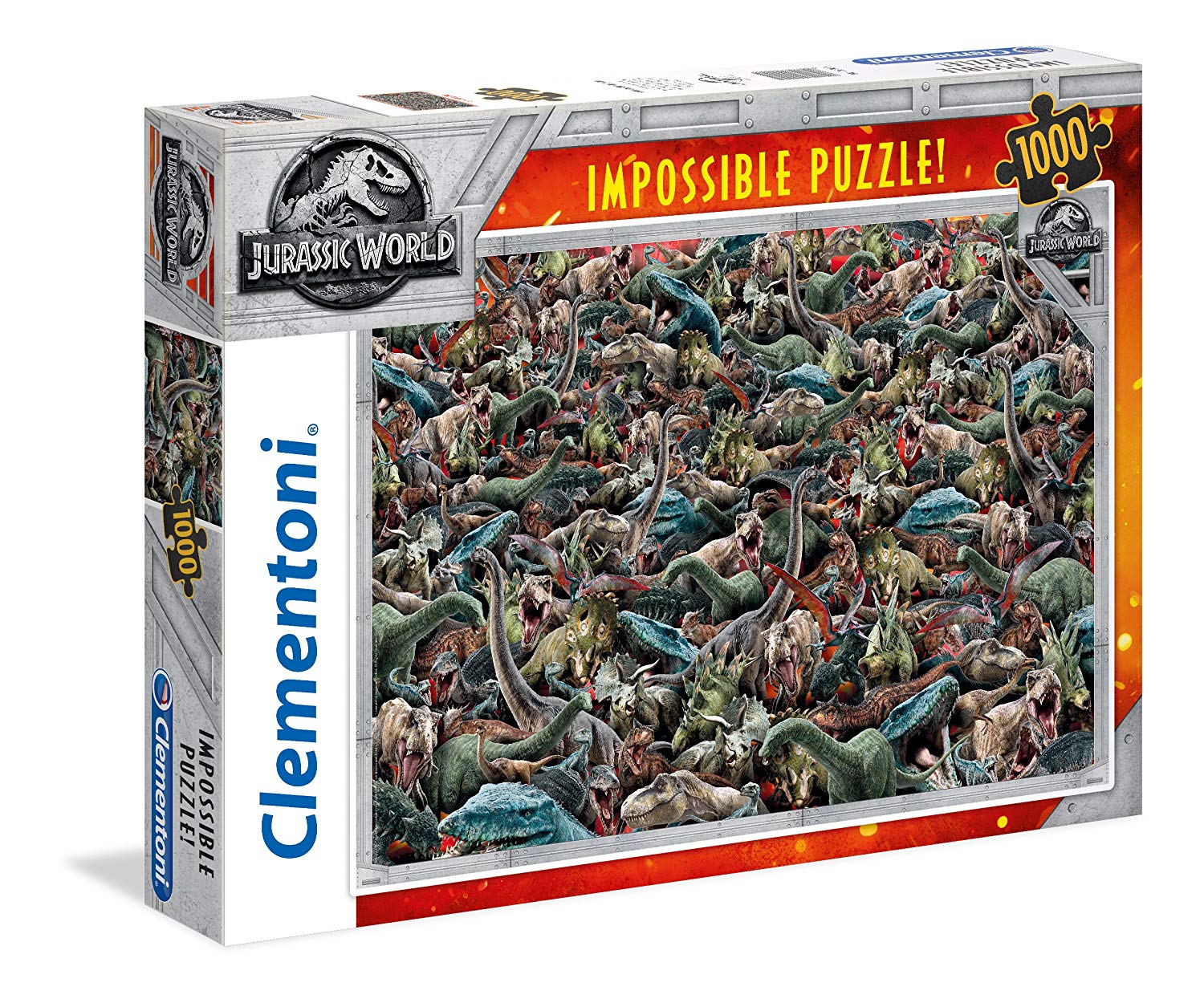 Clementoni Jurassic Park/World Clementoni-39470-Impossible Puzzle World-1000 Pieces, Multi-Colour – TopToy