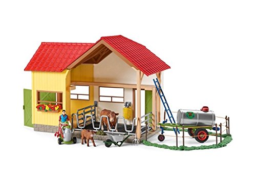 schleich farm world large red barn with animals & accessories toy figure