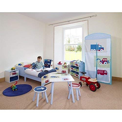 Vehicles Kids Toy Box Childrens Bedroom Storage Chest with Bench Lid