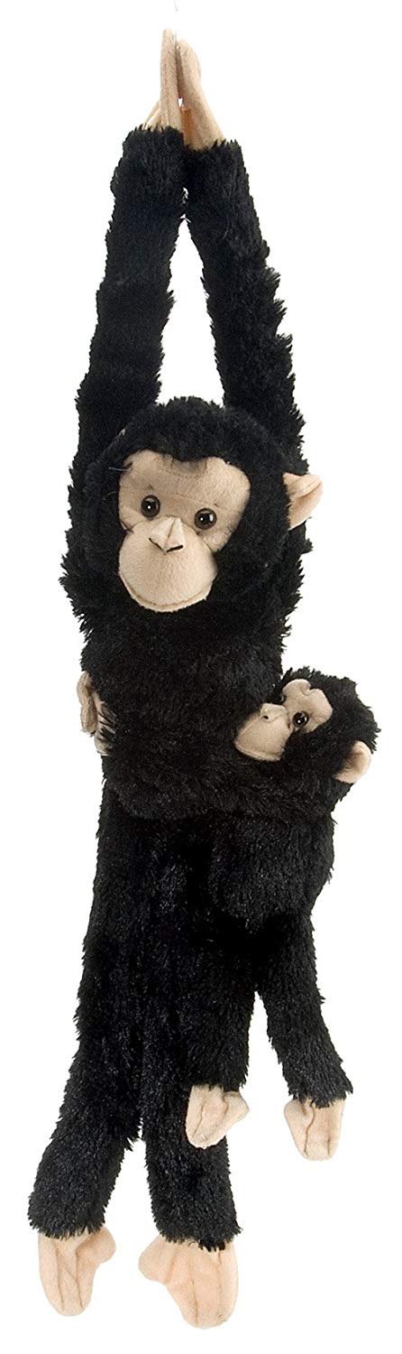 Wild Republic 51 cm Hanging Monkey Chimp Mama with Baby Plush 