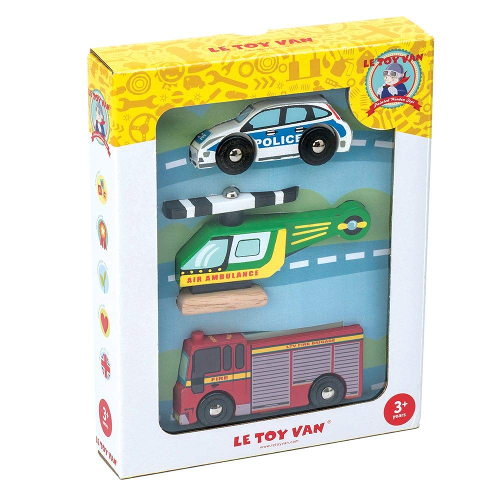 Le Toy Van Cars & Construction Wooden Emergency Vehicle Set Car Toy