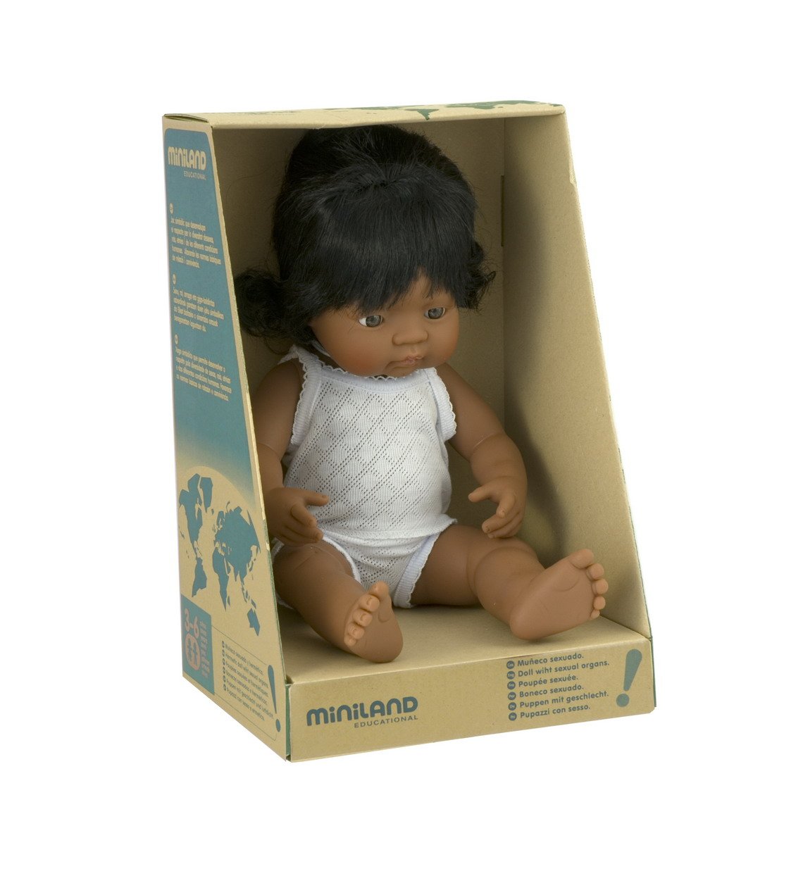 Miniland Miniland31158 Baby Hispanic Girl 38 cm Doll with Underwear 31158, Multi-Color - Image 2
