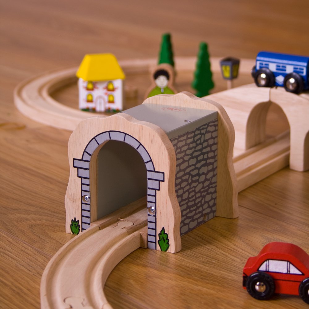 Bigjigs Rail Grey Stone Tunnel - Other Major Wooden Rail Brands are Compatible - Image 2