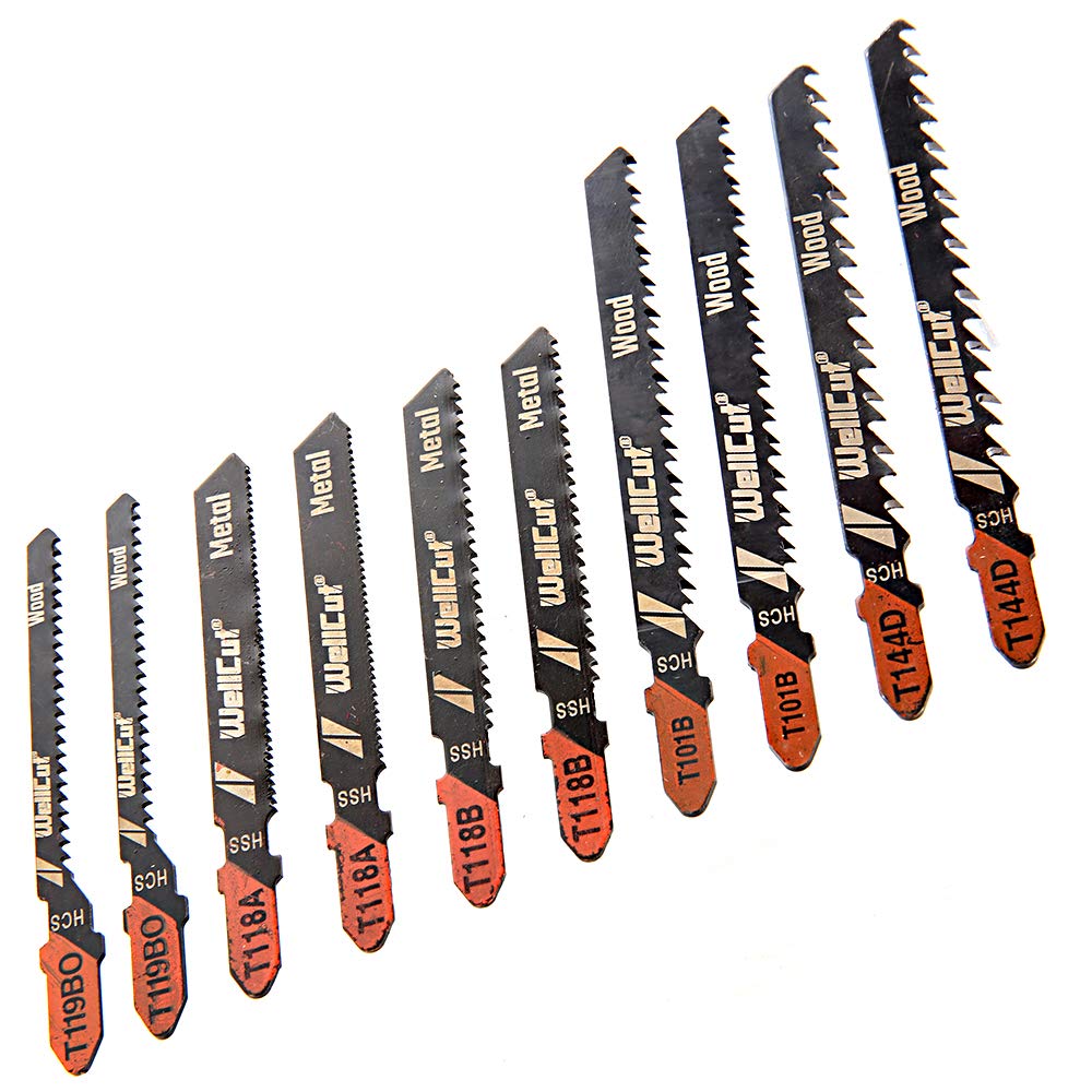 Wellcut 10pc Jigsaw Blade Set Wood & Metal for DCS331N, DJV180Z