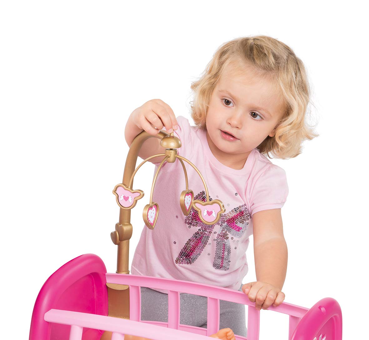 Smoby 220328 Baby Nurse Doll Cradle with Mobile Pink TopToy