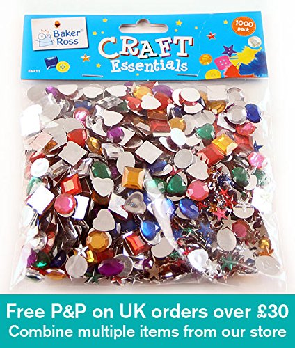 Baker Ross - EF322 Iridescent Acrylic Jewels Value Pack — Creative Art Supplies for Kids' Crafts to Decorate Cards, Collage, and Projects (Pack of