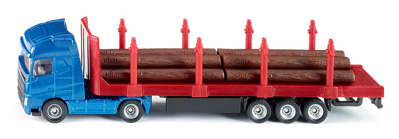 SIKU Blister Wooden Transport Truck L 18.5 x W 2.6 x H 4.6 cm, 1:87 (1659), Blue/red