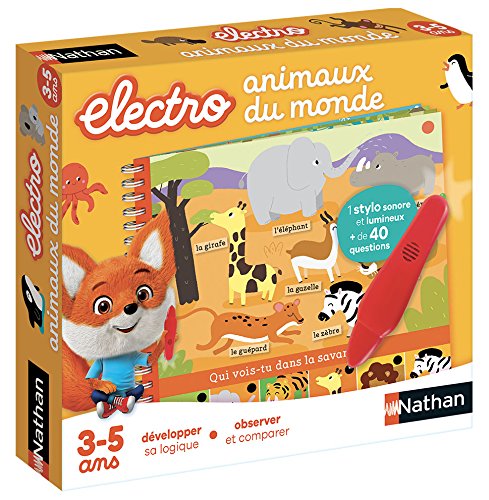 Nathan Electro – Juego De Preguntas Y Respuestas Electrónico Sobre Animales, Con Lápiz Luminoso Autocorrectivo, +90 Preguntas, Para Niños A Partir De 3 Años