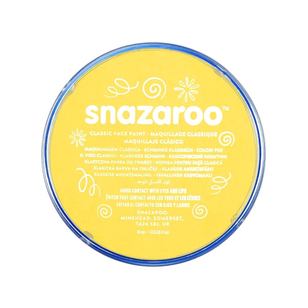 Snazaroo Classic Face and Body Paint, Bright Yellow, 18 ml, Professional Water Based, Single Cake Makeup Supplies for Adults, Kids and Special FX