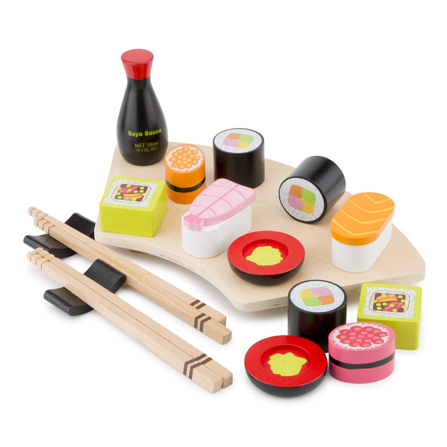 New Classic Toys Wooden Pretend Play Toy for Kids Sushi Set Cooking Simulation Educational Toys and Color Perception Toy for Preschool Age Toddlers Boys Girls Multi-Colour Colour