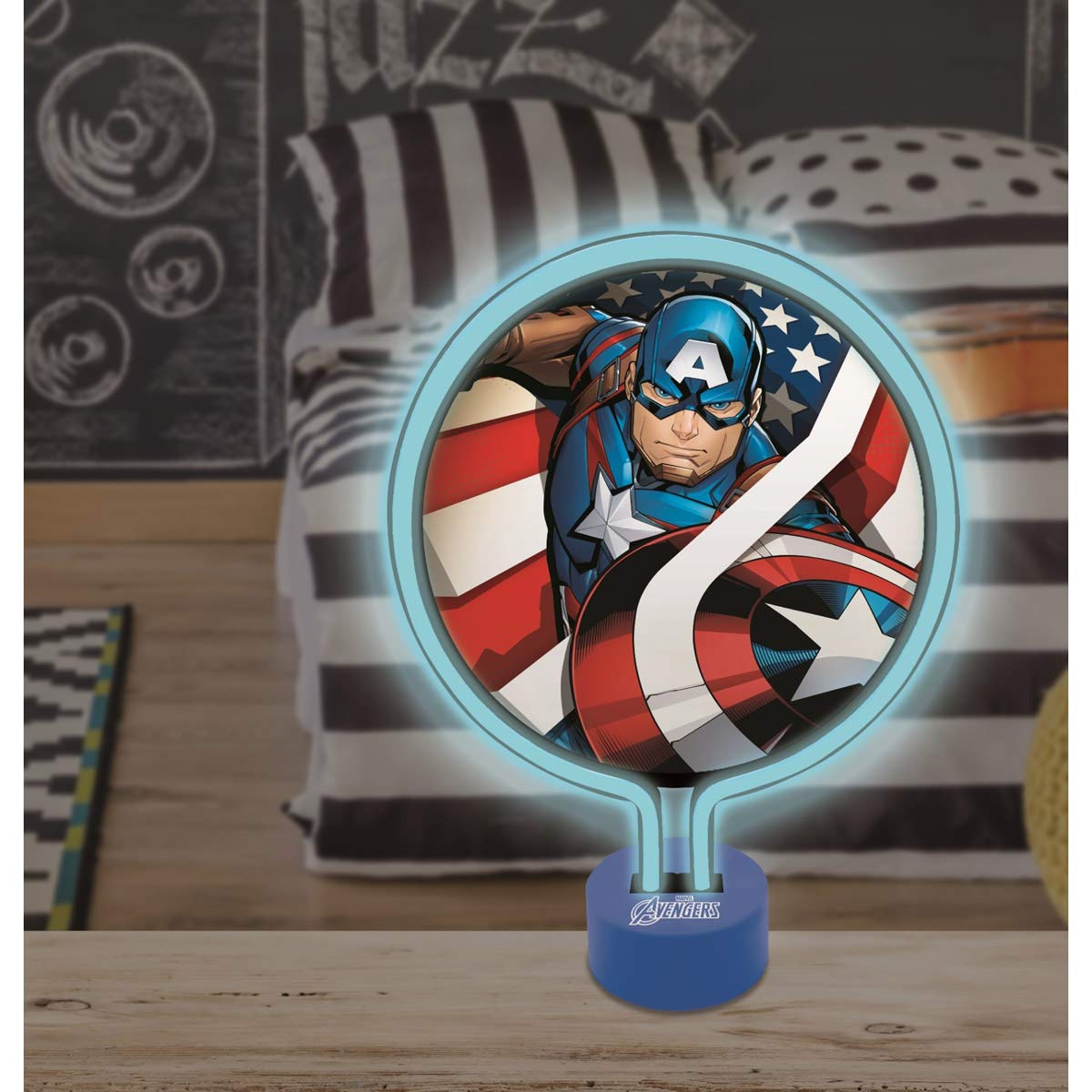 LEXIBOOK LTP100AV Avengers Captain America Neon Lamp, Kids Bedroom