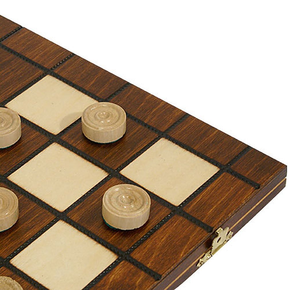 Jeu De Dames Continental Checkers – Plateau En Bouleau 39,4 Cm, Pièces En Charme, Fabrication Artisanale Polonaise