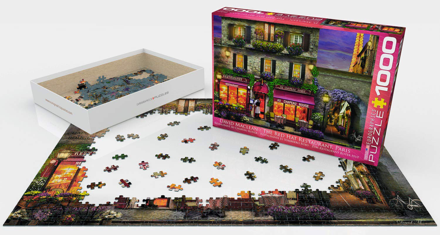 Eurographics Red Hat Restaurant Paris 1000 Piece Puzzle - 19.25x26.5 Inch Finished Size