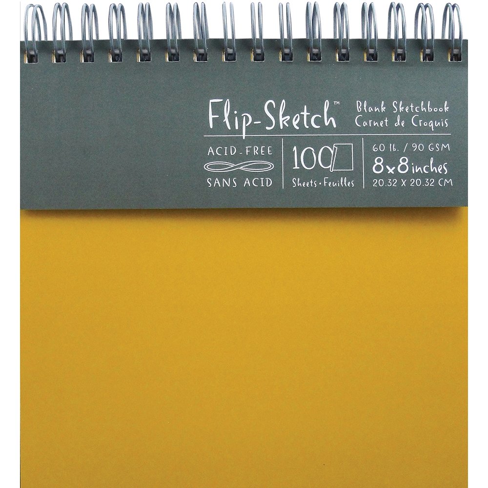 Global Art Flip Blank Spiral Sketch Book x 8-inch, 100 Pages-Butternut, Paper, White