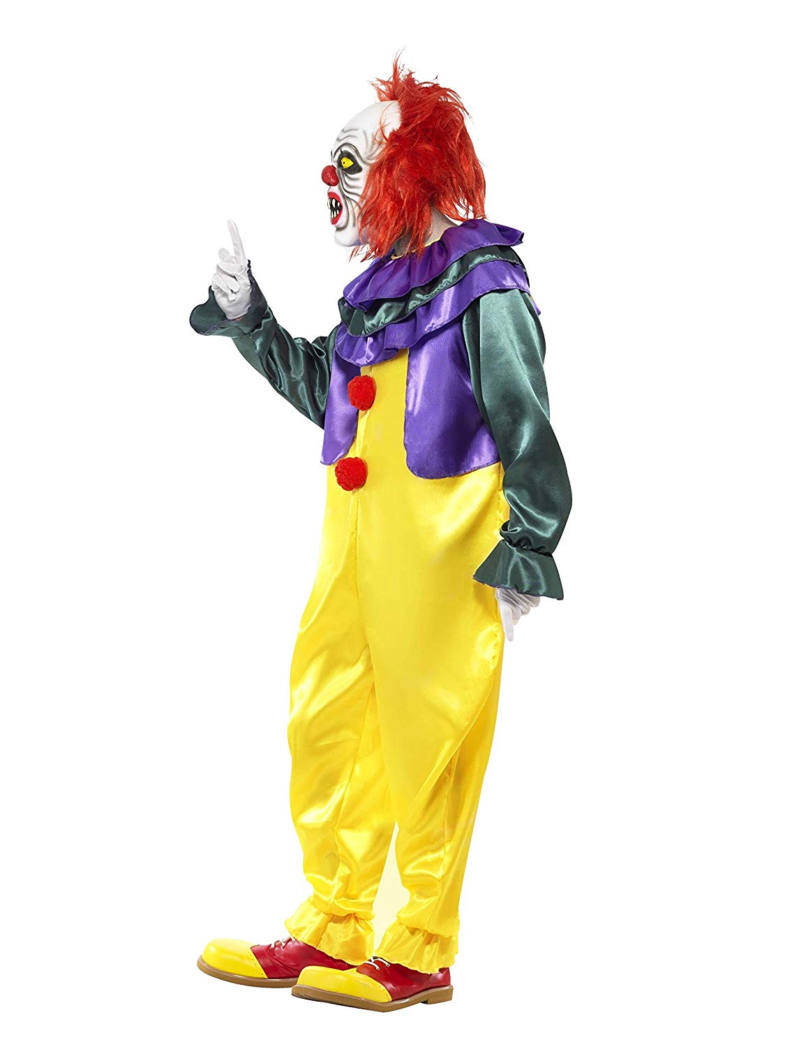 Smiffys Adult Men’s Classic Horror Clown Costume Jumpsuit And Mask Cirque Sinister Halloween