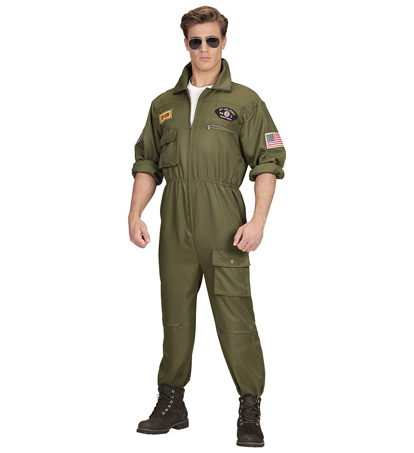 Mens Fighter Jet Pilot Man Costume Airman Air Captain Biggles WWII ...