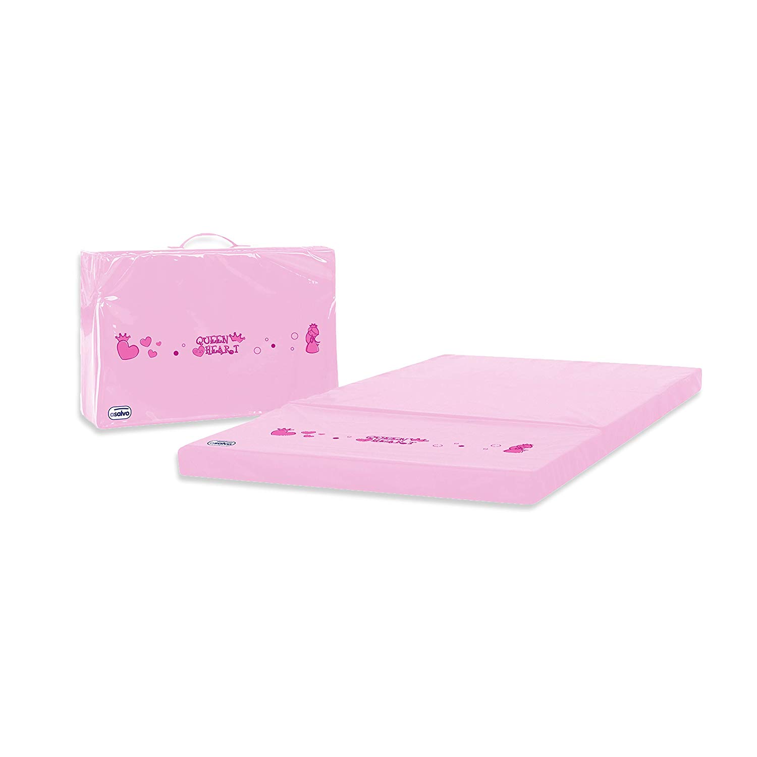 Asalvo 15013 Mattress for Travel Cot Queen Hearts, MultiColour TopToy