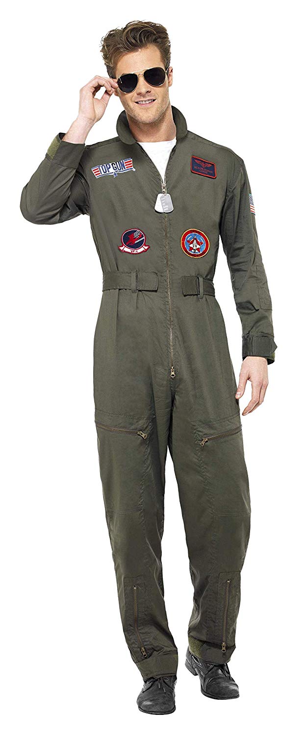 Smiffys Officially Licensed Top Gun Deluxe Male Costume, Green, L