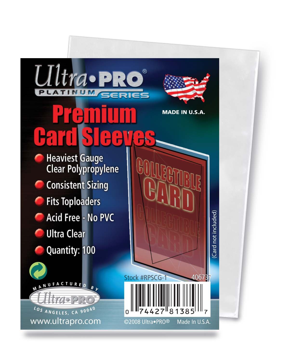 Ultra Pro Unisex's Platinum Clear Standard Card Sleeves-100 Pack, 1/2" X 3-1/2"