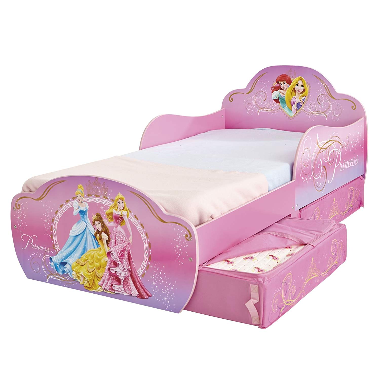 Disney Princess Kids Toddler Bed with Underbed Storage by HelloHome ...