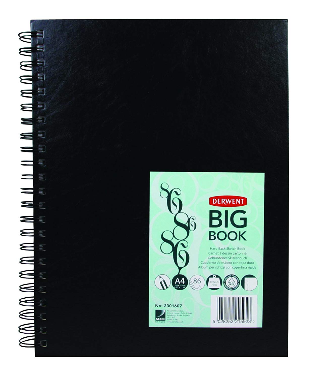 Derwent Big Book Hardback Sketch Book, A4 Portrait, Drawing & Writing