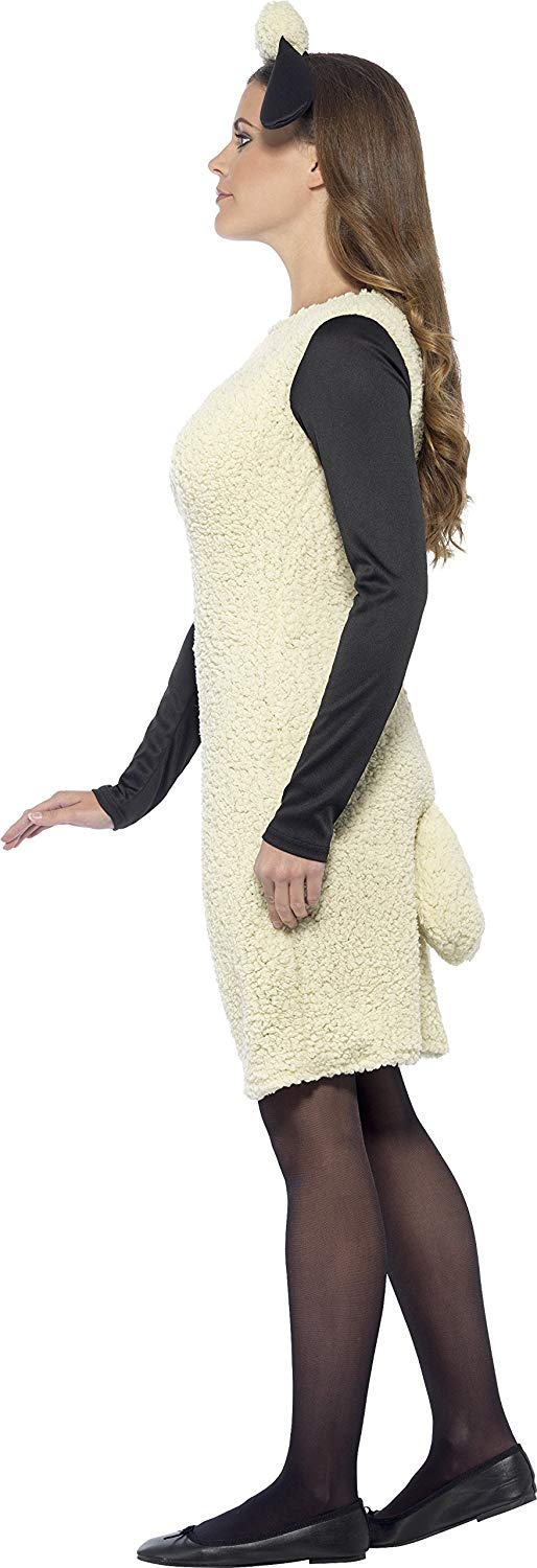 Smiffys Schäfchen-Kostüm Für Kinder (7–9 Jahre) – Jumpsuit Mit Kapuze, Weiß/schwarz