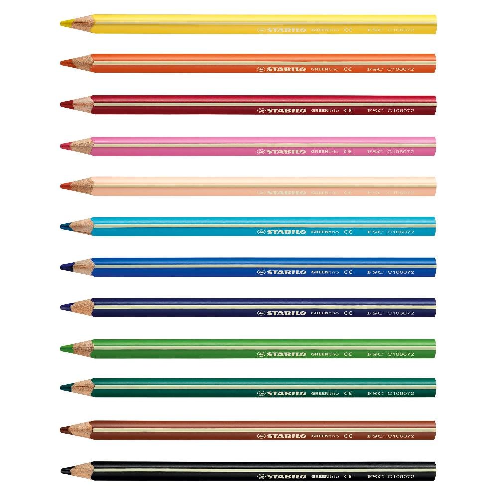 Colouring Pencil - STABILO GREENtrio Thick Wallet of 12 Assorted Colours - Image 2