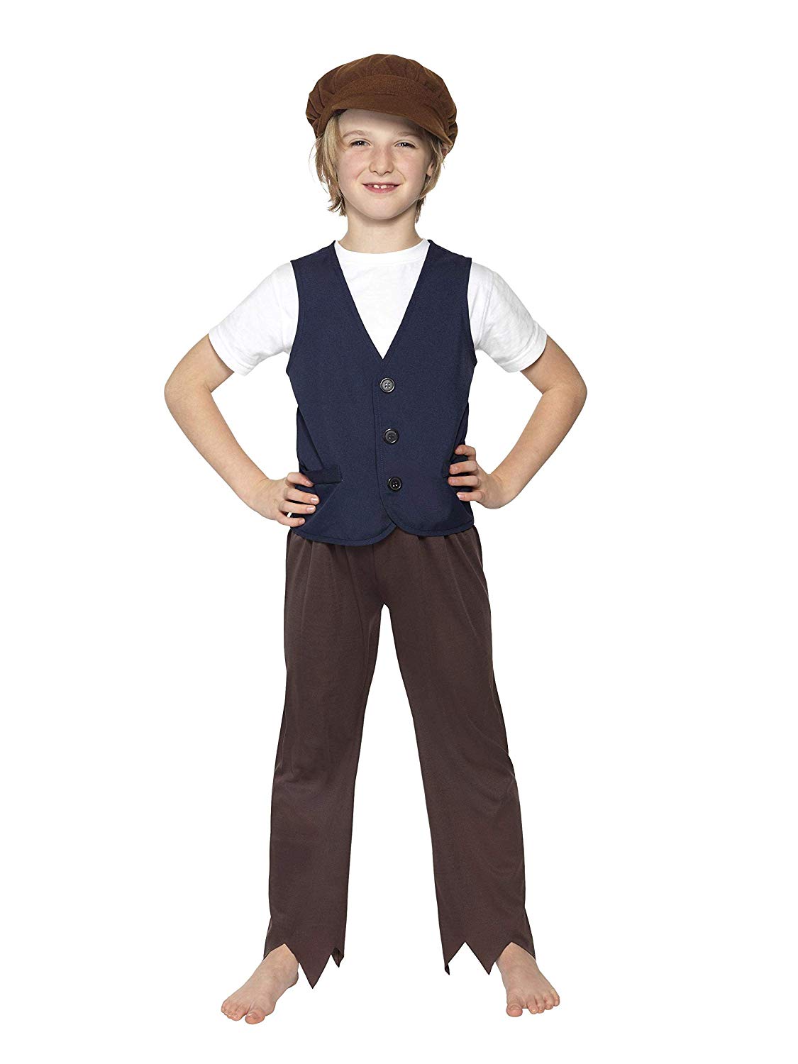 Smiffys Victorian Poor Peasant Boy Kit, Brown, L – 10-12 years – TopToy