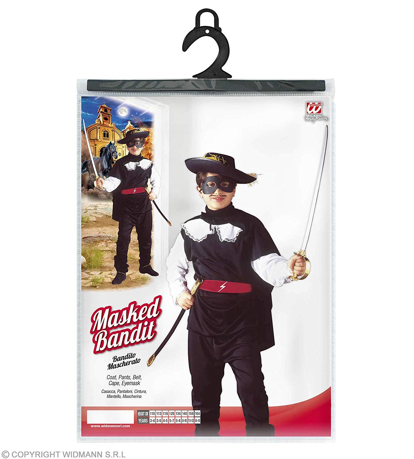  ZORRO Bandit - Kids Costume 5 - 7 years by Bristol