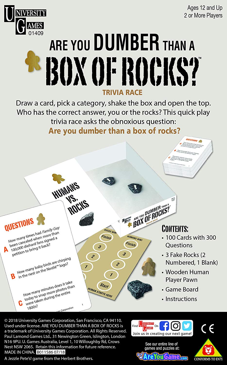 University Games 1490 Mickey Mouse Are You Dumber Than a Box of Rocks Trivia Game, White - Image 2