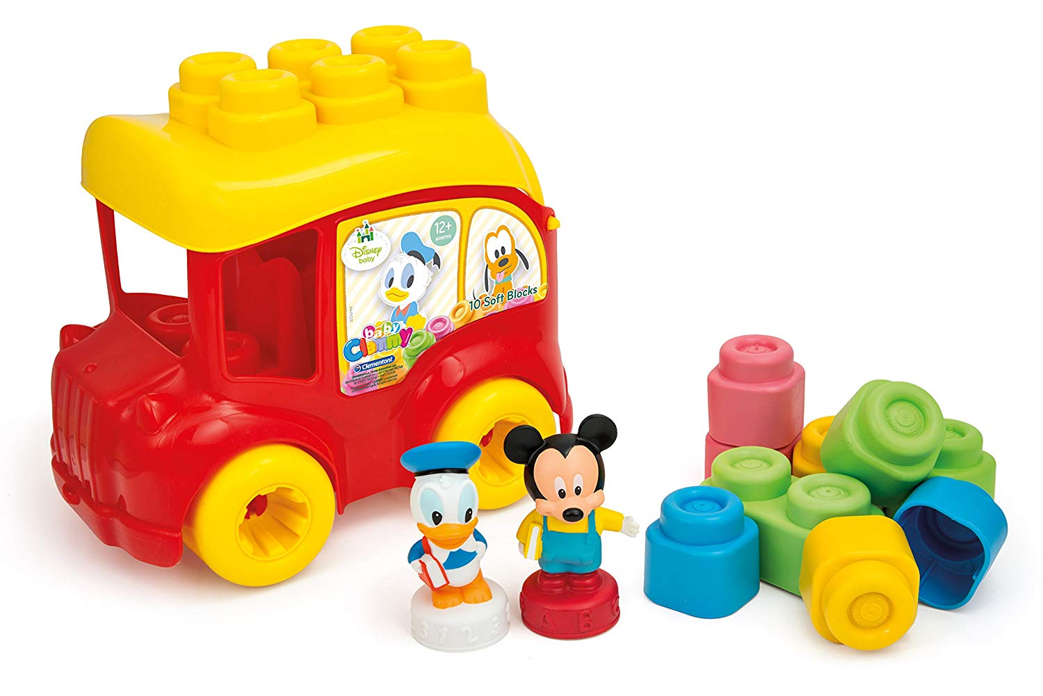 Clementoni Clemmy Plus – Play Set Fun Building – Camion, Ruspa E Mattoncini Morbidi (20 Pezzi) – Gioco Educativo 18+ Mesi